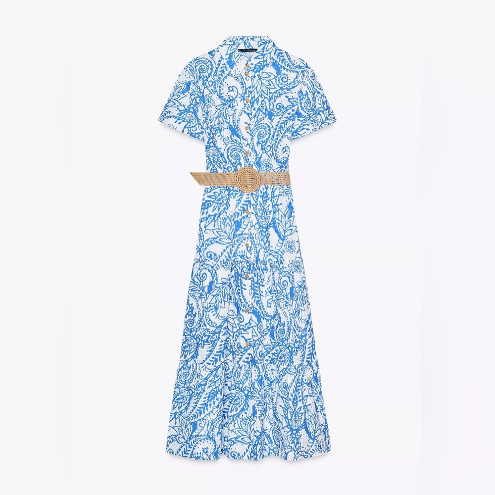 Zara Blue Paisley Print Maxi Dress